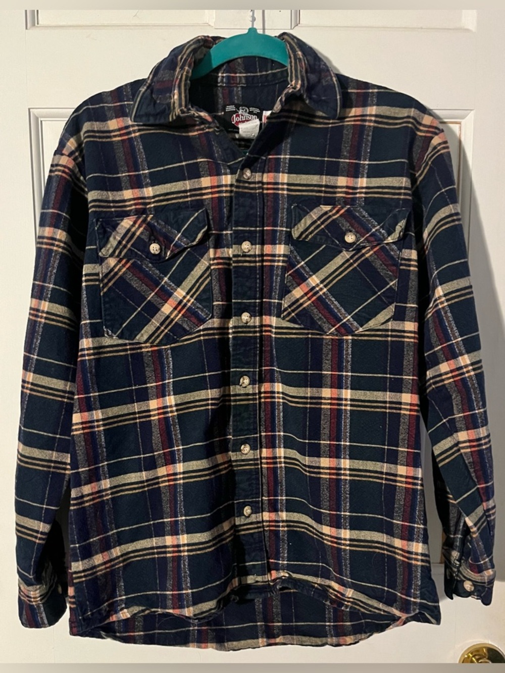 Johnson Woolen Mills Men's Plaid 100% Cotton Flannel Button Shirt Size Small